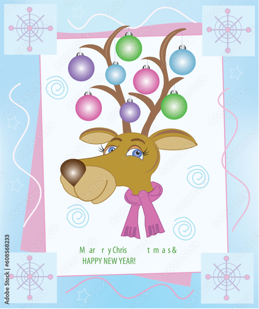 Obraz premium New year card with frame