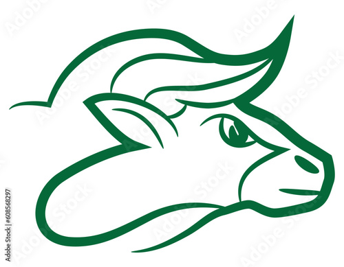 Zodiac sign Taurus logo, icon sketch style tattoo bull isolated on white background.