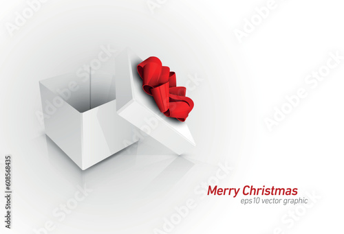 Gift Box with Red Ribbon Bow | Detailed 3D EPS10 Vector Graphic | Separate Layers Named Accordingly