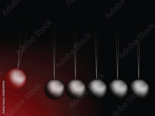 newtons cradle vector, abstract art illustration; image contains transparency and gradient meshes