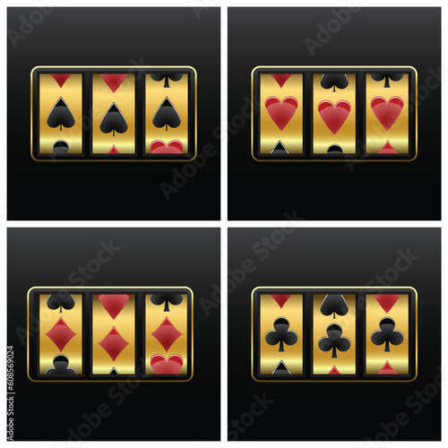 playing cards slot machine against white background, abstract vector art illustration