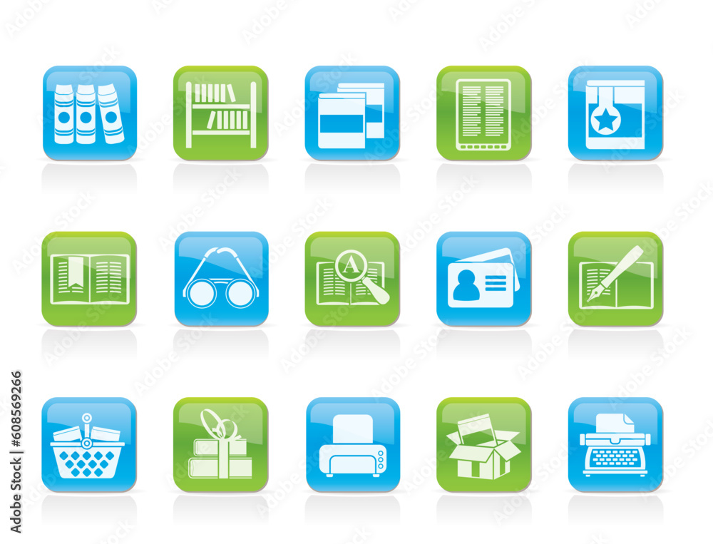 Library and books Icons - vector icon set Library and books Icons - vector icon set