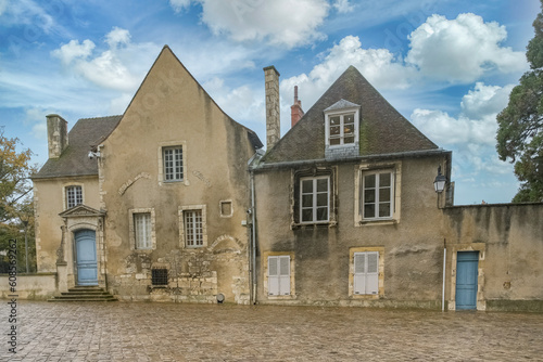 Bourges, medieval city in France, old houses in the historic center 