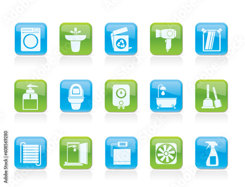 Bathroom and toilet objects and icons - vector icon set © Designpics