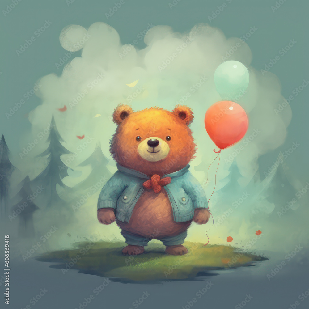Cute Bears, Childrens Book Illustration, Generative AI Cute Bears, Childrens Book Illustration, Generative AI