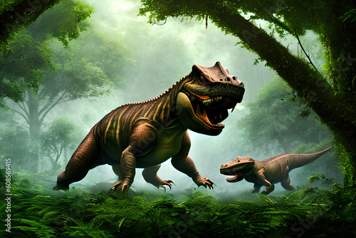 Iguanodon Dinosaur, Generative AI Illustration © pandawild