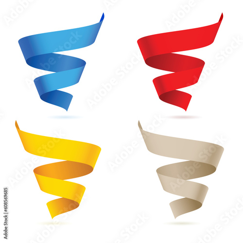 Many beautiful colored ribbons. Illustration on white background for design