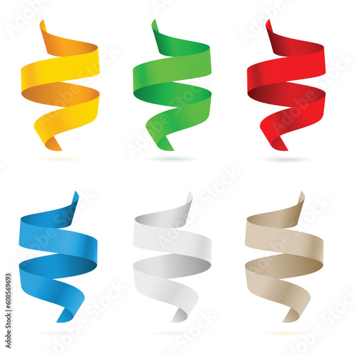 Many beautiful colored ribbons. Illustration on white background for design