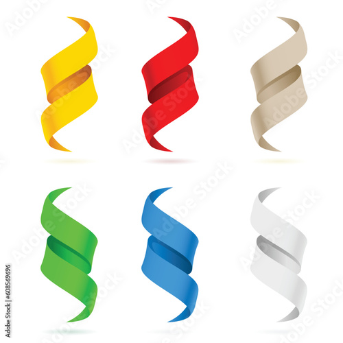 Many beautiful colored ribbons. Illustration on white background for design