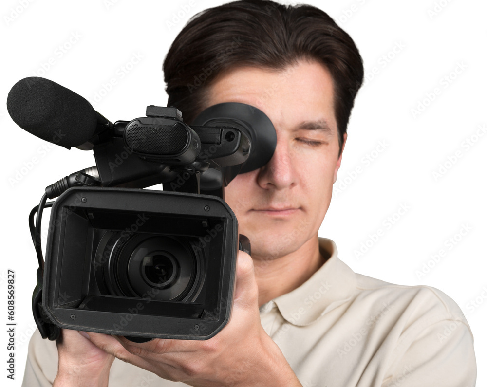 Closeup of a Cameraman Filming Closeup of a Cameraman Filming