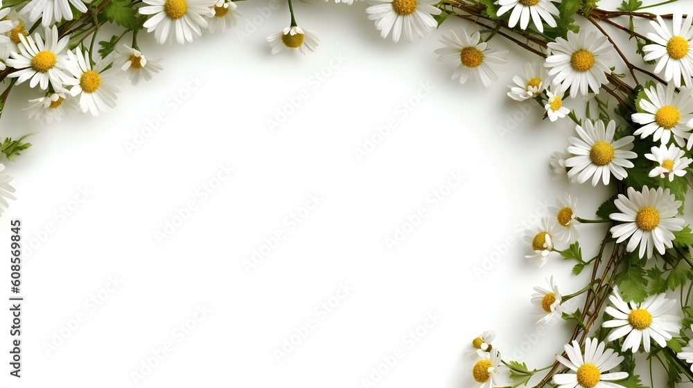 daisy chain, forming a corner frame with a large white space in the ...