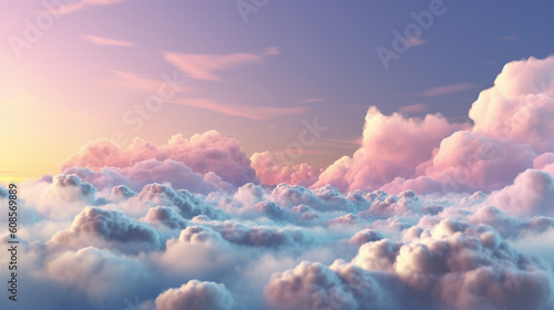 Colorful background wallpaper of clouds in pastel colors. Generative AI
