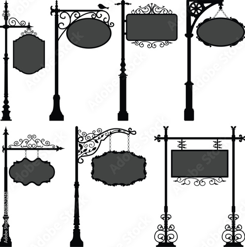 A set of street pole with frame.