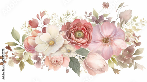 Flower wallpaper background in pastel colors. Generative AI