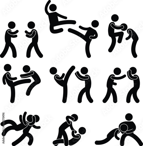 A set of pictogram about fighting and martial arts.
