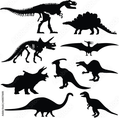 Fototapeta Naklejka Na Ścianę i Meble -  A set of dinosaur from prehistoric time.