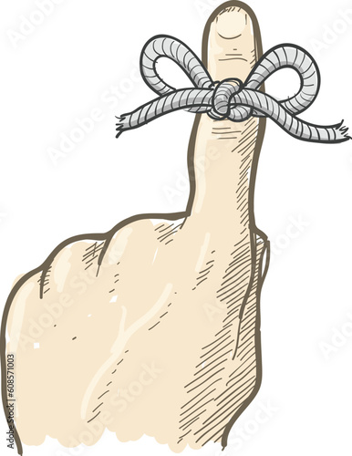String around the finger reminder illustration in vector format