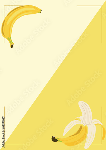 Bicolor yellow background with bananas. Vector illustration. Suitable for print, social media and backdrops.