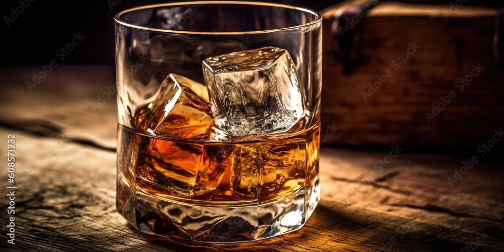 Portrait a glass of whiskey on the table AI Generative Portrait a glass of whiskey on the table AI Generative