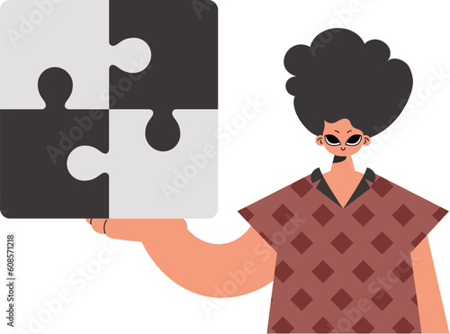 The person is holding a stun. Accumulate work subject. Withdrawn. Trendy style, Vector Illustration