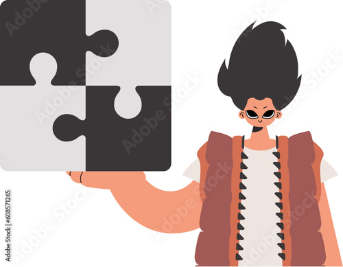 The individual is holding a shock. Collect work subject. Pulled back. Trendy style, Vector Illustration