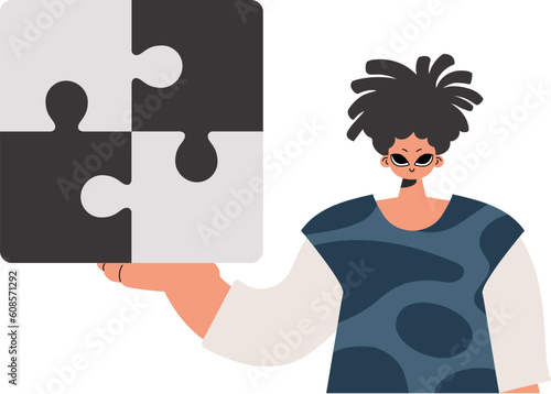 The person is holding a stun. Collect work subject. Pulled back. Trendy style, Vector Illustration