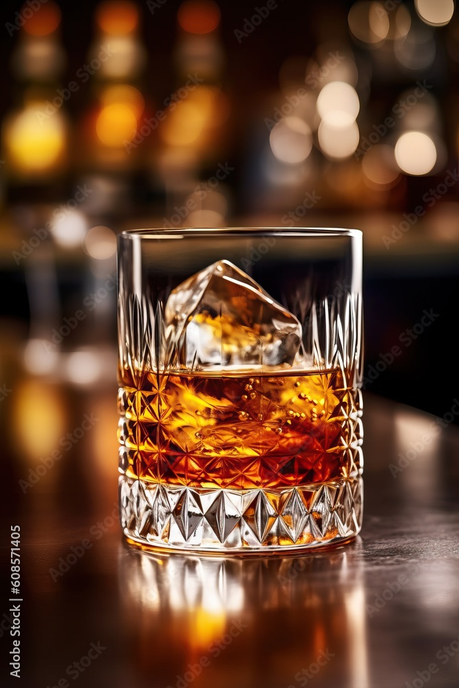 Portrait a glass of whiskey on the table AI Generative Portrait a glass of whiskey on the table AI Generative