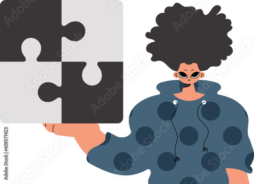 The individual is holding a stagger. Collect work subject. Pulled back. Trendy style, Vector Illustration