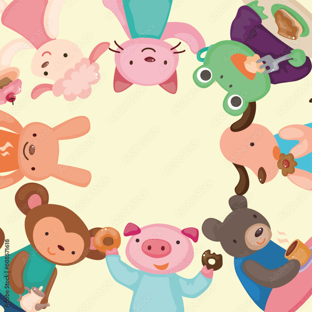 cartoon animal tea time card cartoon animal tea time card