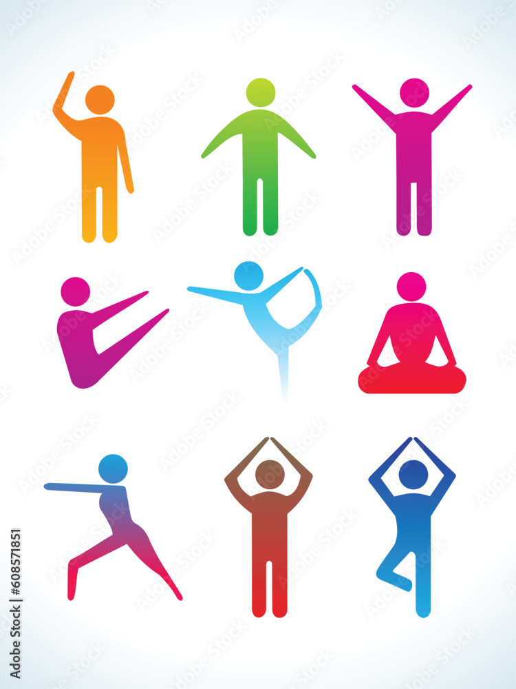 abnstract colorful yoga people icon vector illustration