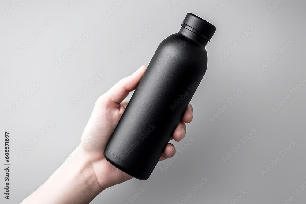 Hand holding reusable drinking bottle AI Generative Hand holding reusable drinking bottle AI Generative