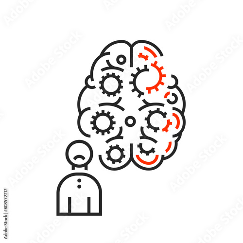 Vector dementia icon in outline style. Editable illustration