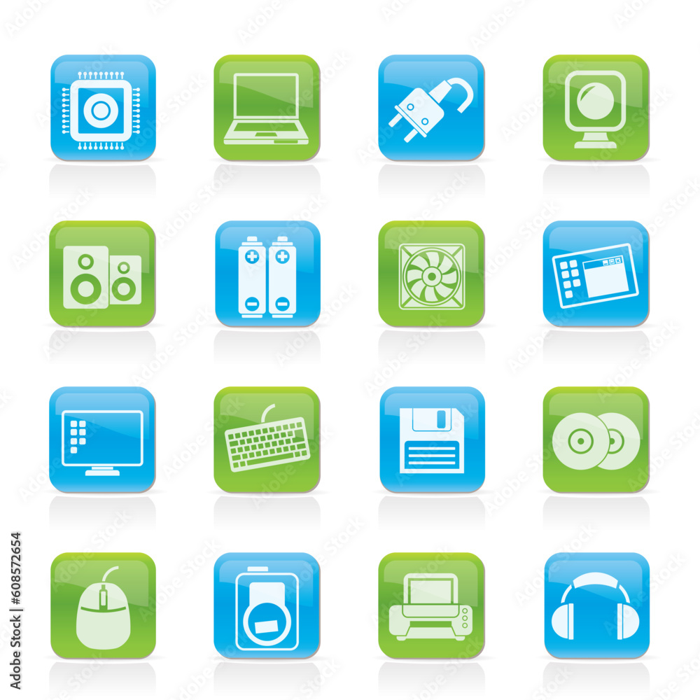 Computer Items and Accessories icons - vector icon set Computer Items and Accessories icons - vector icon set