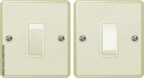 Illustrations of a light switch in the on and off positions