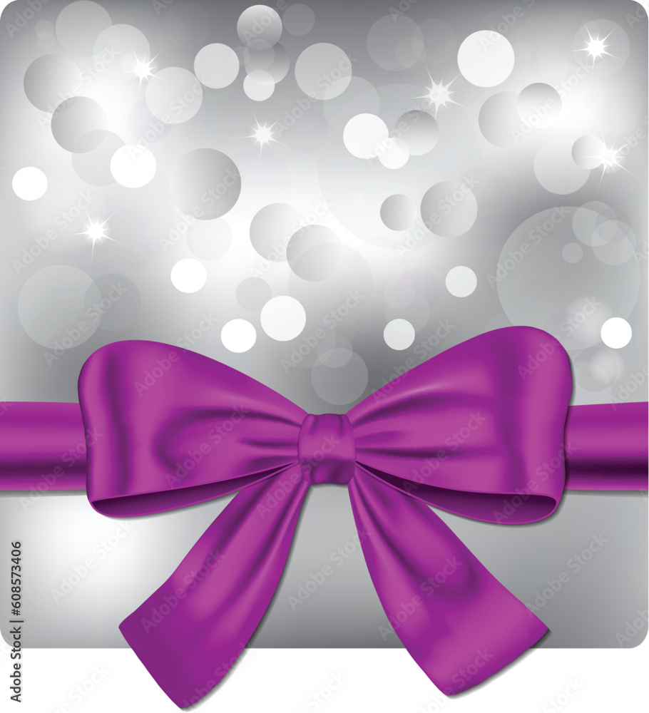 Christmas background with violet ribbon. Gift card. Vector illustration Christmas background with violet ribbon. Gift card. Vector illustration