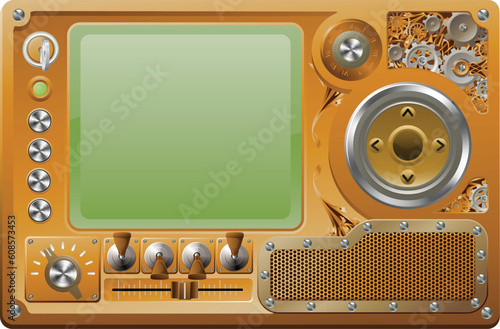 Steampunk style grunge media player control panel