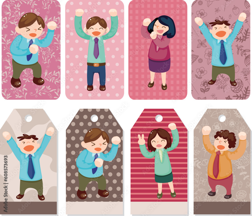 cartoon happy office workers card cartoon happy office workers card