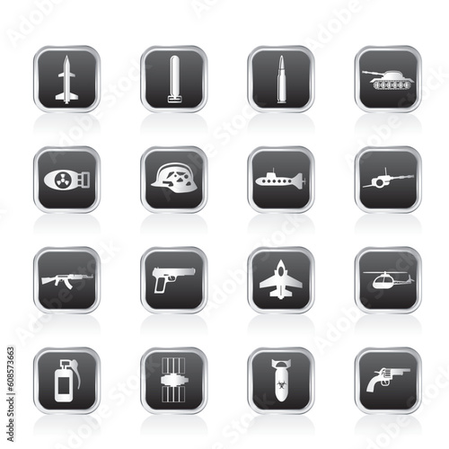 Simple weapon, arms and war icons - Vector icon set © Designpics