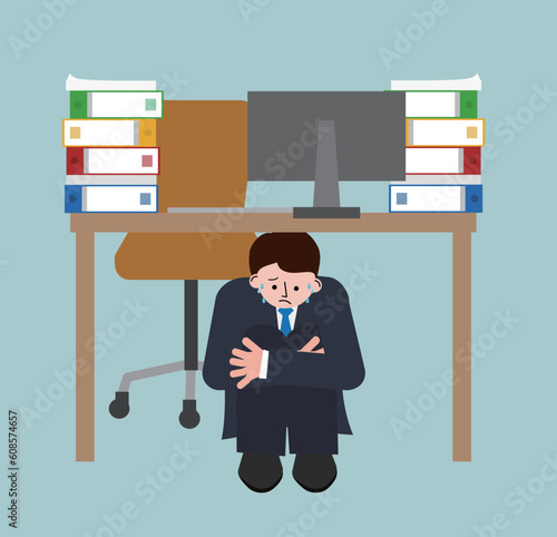 現実逃避に走ってしまった過重労働者の男性のイラスト
