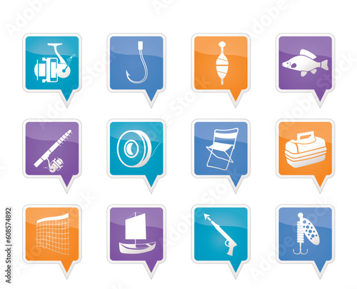 Fishing and holiday icons - vector icon set