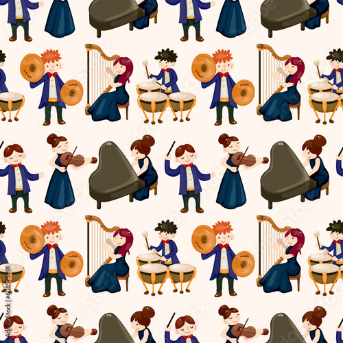 orchestra music player seamless pattern