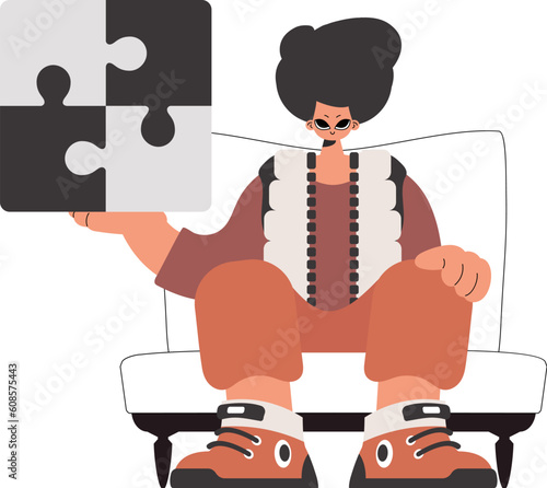 The person is holding a flabbergast. Collect work subject. Pulled back. Trendy style, Vector Illustration