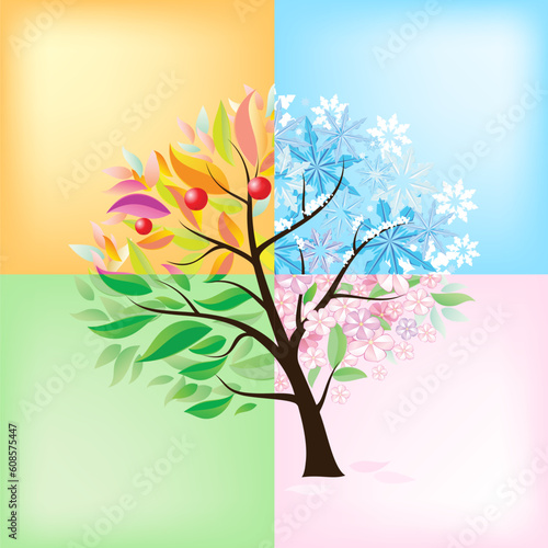 Four Seasons Tree. Illustration on white background