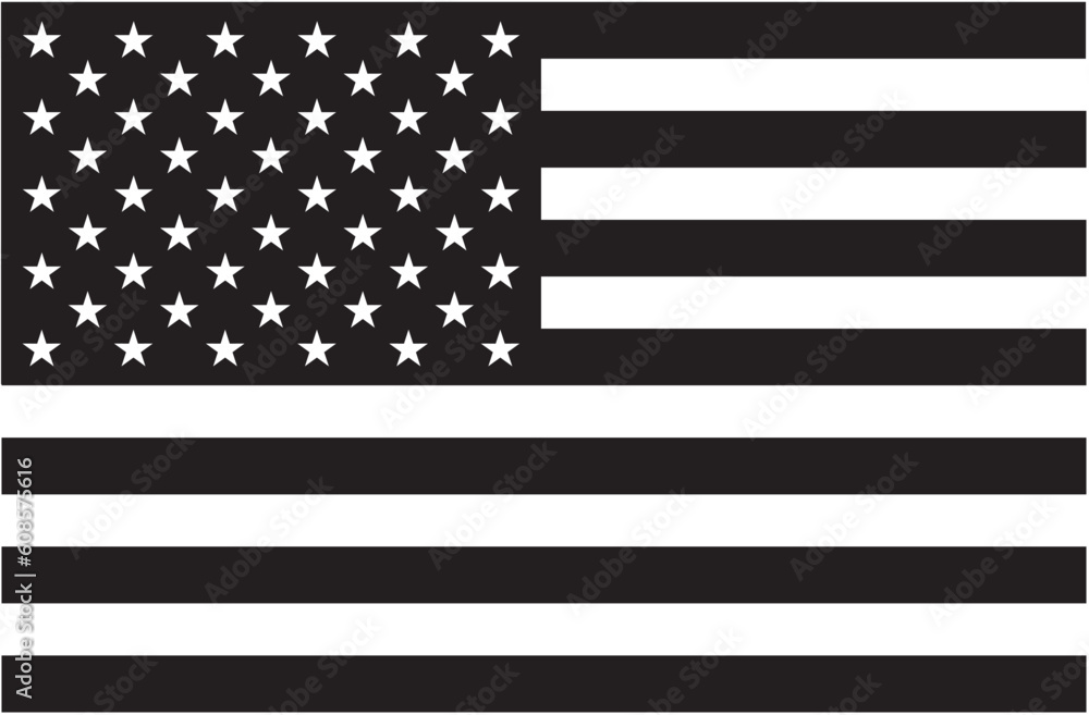 Obraz premium Black and white American flag