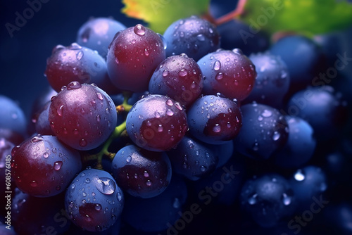 A bunch of grapes with water drops on them. Generative AI photo