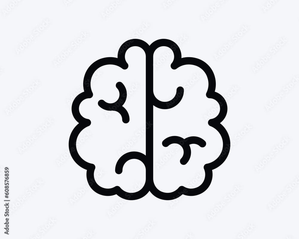 Brain Line Icon. Human Mind Intelligence Anatomy Organ Intellect Neurology Memory AI Sign Symbol Black Artwork Graphic Illustration Clipart EPS Vector Brain Line Icon. Human Mind Intelligence Anatomy Organ Intellect Neurology Memory AI Sign Symbol Black Artwork Graphic Illustration Clipart EPS Vector