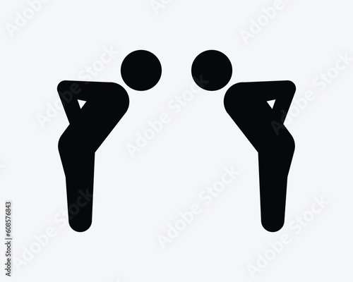 Bow Greeting Icon. Bowing Down Greet Respect Japan Japanese Tradition Gesture Polite Sign Symbol Black Artwork Graphic Illustration Clipart EPS Vector