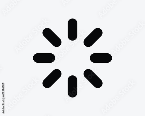 Brightness Icon. Sun Ray Light Sunshine Circle Shine Radiance Radiant Solar Burst Sign Symbol Black Artwork Graphic Illustration Clipart EPS Vector