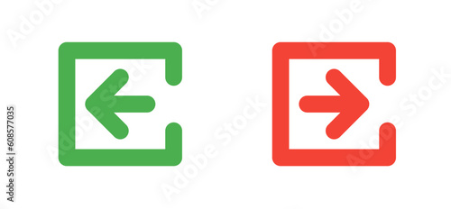Enter and exit icon, save and share icon