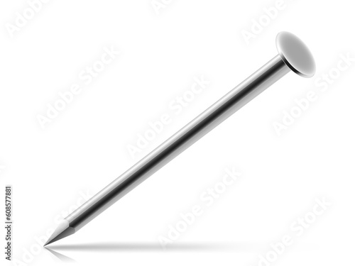 Steel nail on a white background